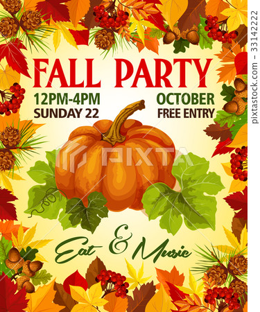 插图素材: autumn fall vector party invitation poster 查看全部