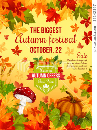 插图素材: autumn sale banner design of fall harvest holiday 查看