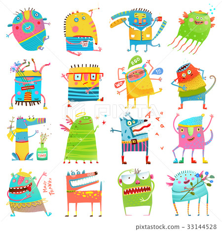 图库插图 cartoon colorful monsters for kids big collection