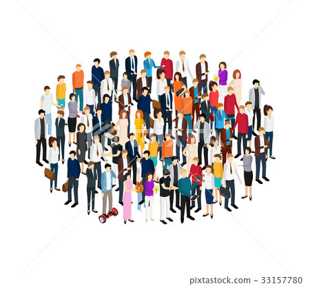 图库插图: people set man and woman isometric view. vector