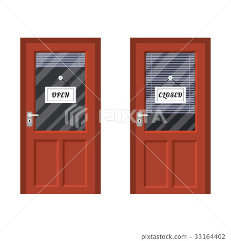 图库插图: door marked open and closed