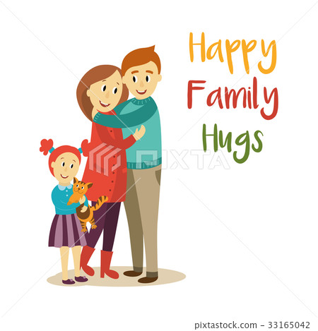 图库插图: vector happy family hugs concept isolated