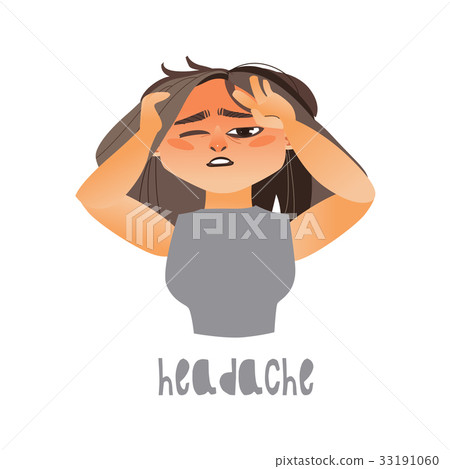 插图素材: vector young sick girl suffering from headache 查看