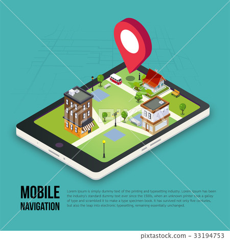 3d Isometric Mobile GPS Navigation Concept Stock Illustration