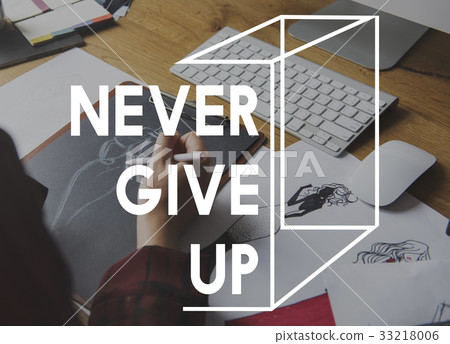 图库照片: never give up word on working people background