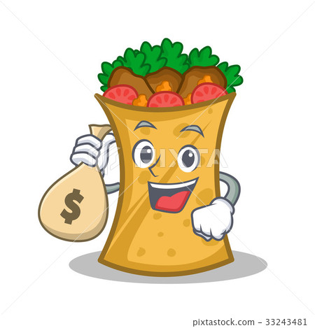 插图素材 with money bag kebab wrap character cartoon