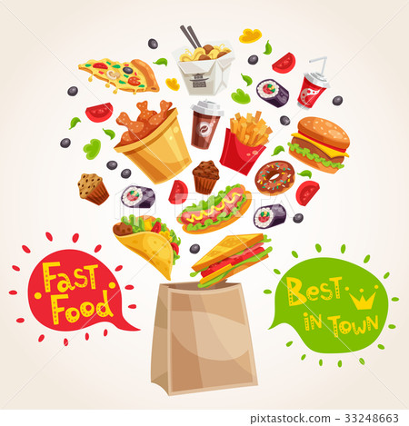 图库插图: fast food advertising composition