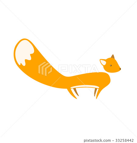 图库插图: cute cartoon fox with big tail in flat style.