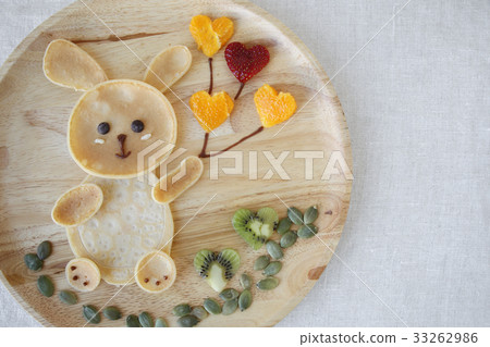 图库照片: bunny pancake breakfast, fun food art for kids