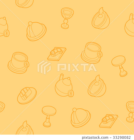 插图素材: restaurant flat outline isometric pattern