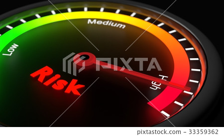 图库插图: risk management concept meter showing high risk