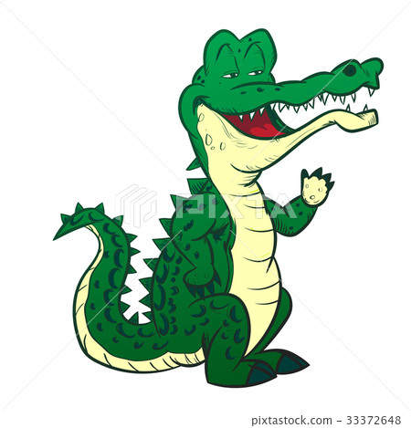 插图素材: alligator cartoon - line drawn vector