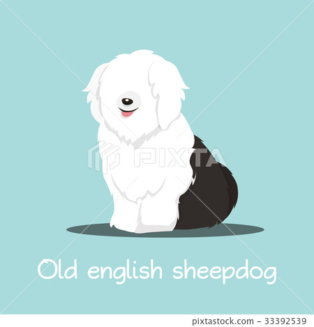 插图素材: cute old english sheepdog