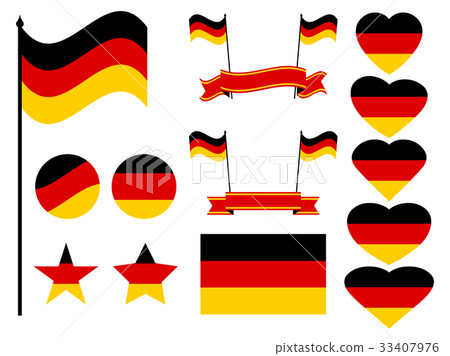 插图素材: germany flag set. collection of symbols, heart