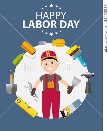 插图素材: happy labor day poster vector illustration