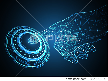 插图素材: technology polygon geometric hand point circle