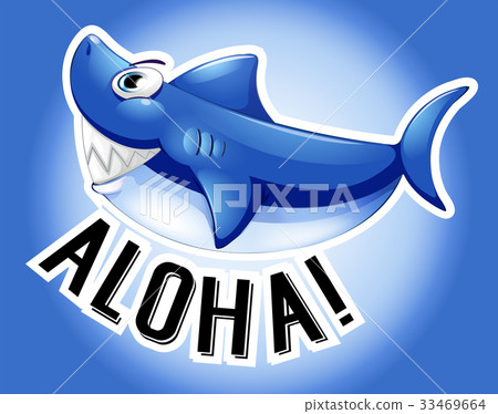 图库插图: blue shark and word aloha