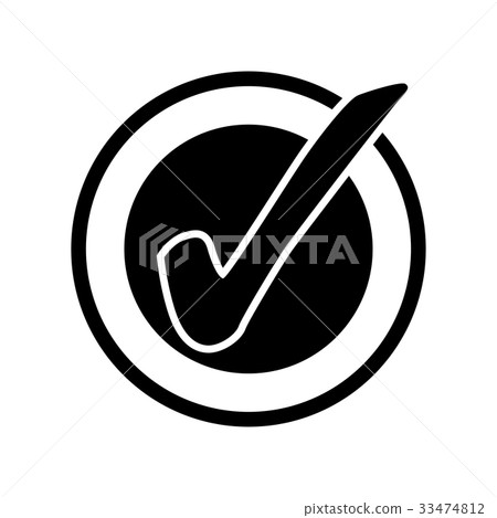 图库插图: check mark icon in circle - vector iconic design