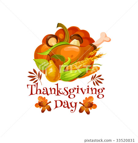 插图素材: thanksgiving day poster for autumn holiday design