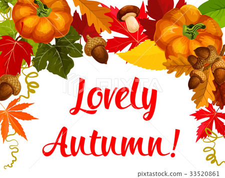 图库插图: autumn season poster, thanksgiving holiday design