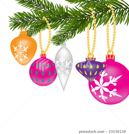 插图素材: new year or christmas background. fir tree branch