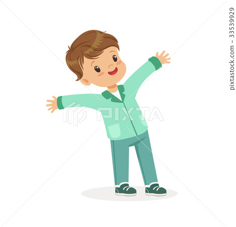 插图素材: cute smiling little boy cartoon vector