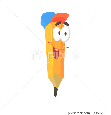 pencil cartoon,cartoonpencil 图库插图: cute cartoon yellow pencil comic character wearing