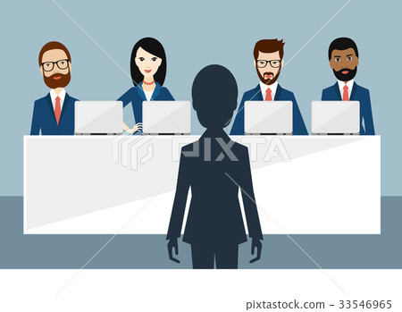 图库插图: job interview in office. officers and candidate.