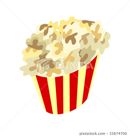 插图素材: popcorn box icon. traditional salty, sweet snack