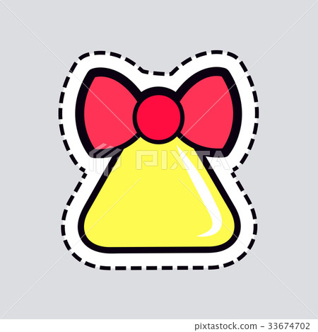 插图素材: christmas big yellow bell with red ribbon. patch