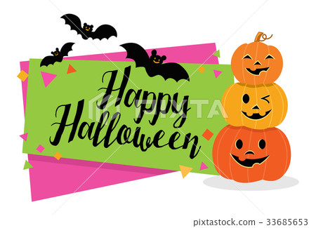 happy halloween lettering banner 33685653