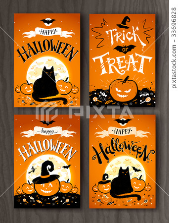 插图素材 halloween and trick or treat postcards