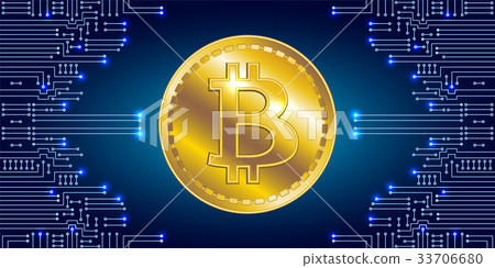 插图素材: virtual symbol of the coin bitcoin