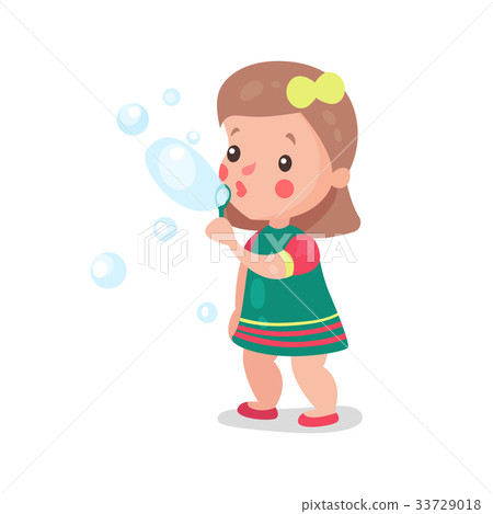 插图素材: sweet cartoon little girl playing with soap 查看全部