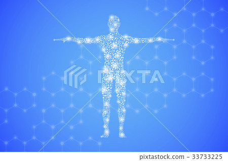 插图素材: human body with molecules dna.