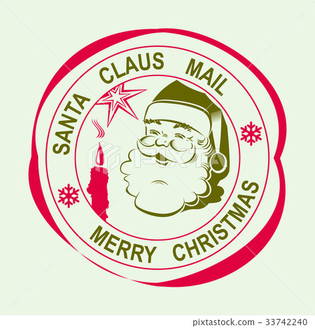 插图素材: stamp with the silhouette of santa claus