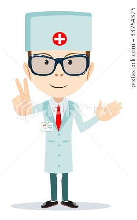 插图素材: funny cartoon illustration of a friendly doctor