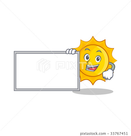 插图素材: with board cute sun character cartoon