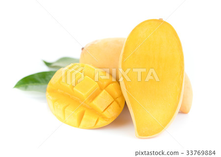 图库照片: mango fruit isolated on white background .