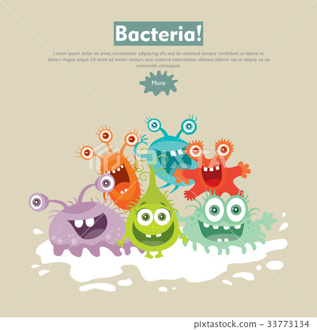 插图素材: bacteria flat cartoon vector web banner