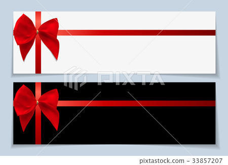 插图素材: blank gift card template with bow and ribbon