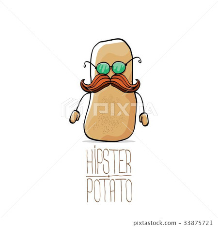 插图素材 vector funny cartoon cute brown hipster potato