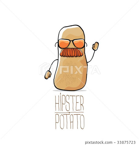 插图素材 vector funny cartoon cute brown hipster potato