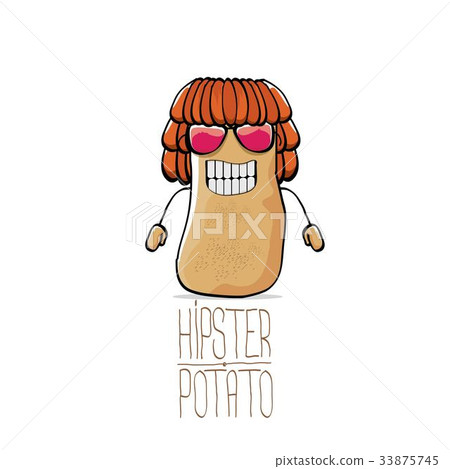 图库插图: vector funny cartoon cute brown hipster potato