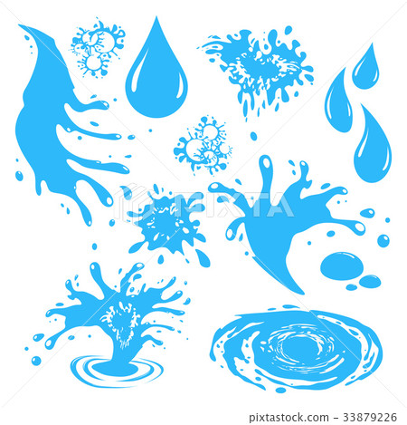 插图素材: water drop icon set. vector raindrop silhouette