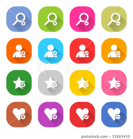插图素材: flat addition icon square web button