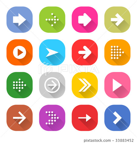 图库插图: flat arrow icon set square web button