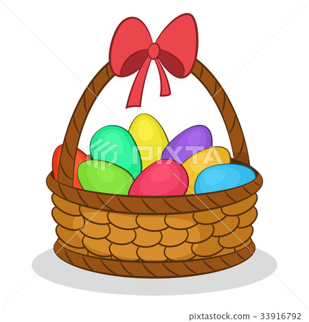 插图素材: easter basket with painted eggs