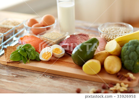 图库照片: natural rich in protein food on table