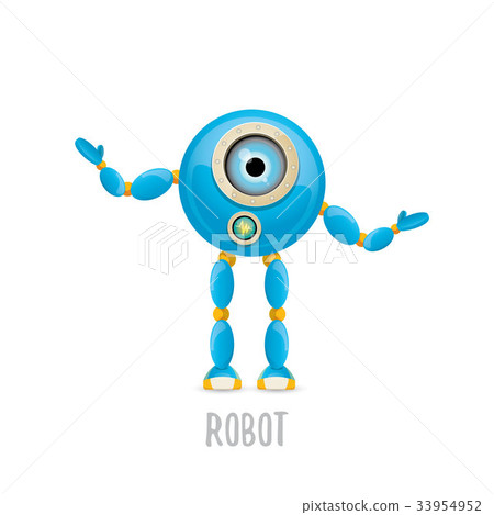 插图素材: vector funny cartoon blue robot character
